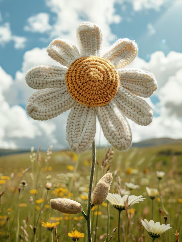 Daisies Knitted In Crochet 1
