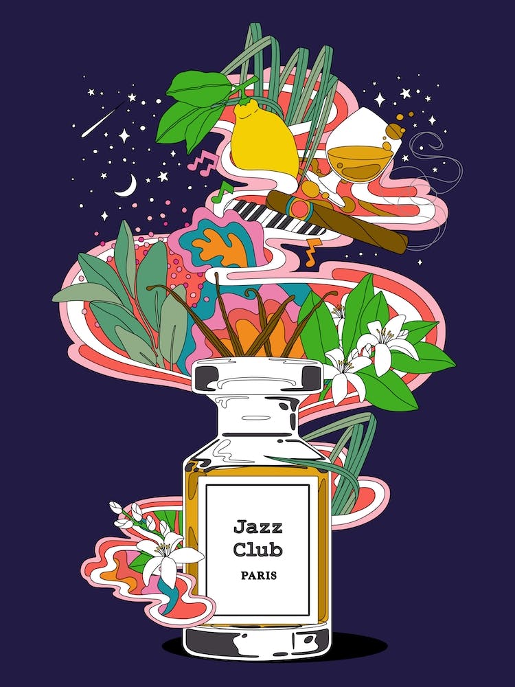 Jazz Club Paris Parfümflaschen-Blumen