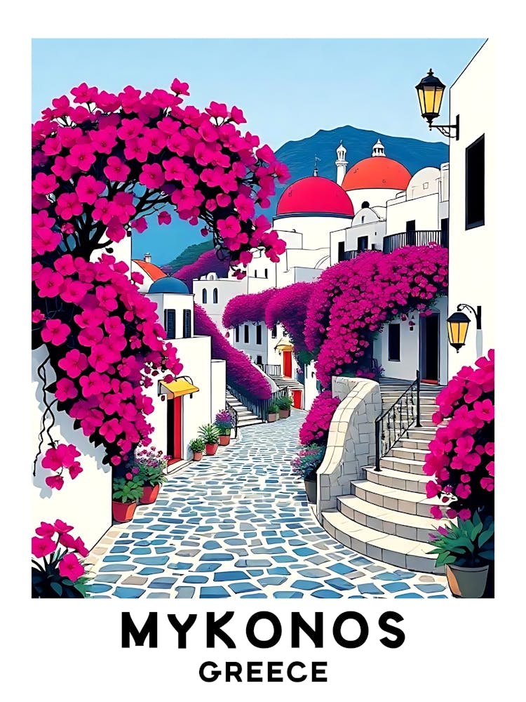 Mykonos - Greece Vintage Travel Poster 48