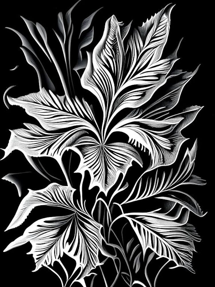 Lobelia Blatt Linolschnitt 3