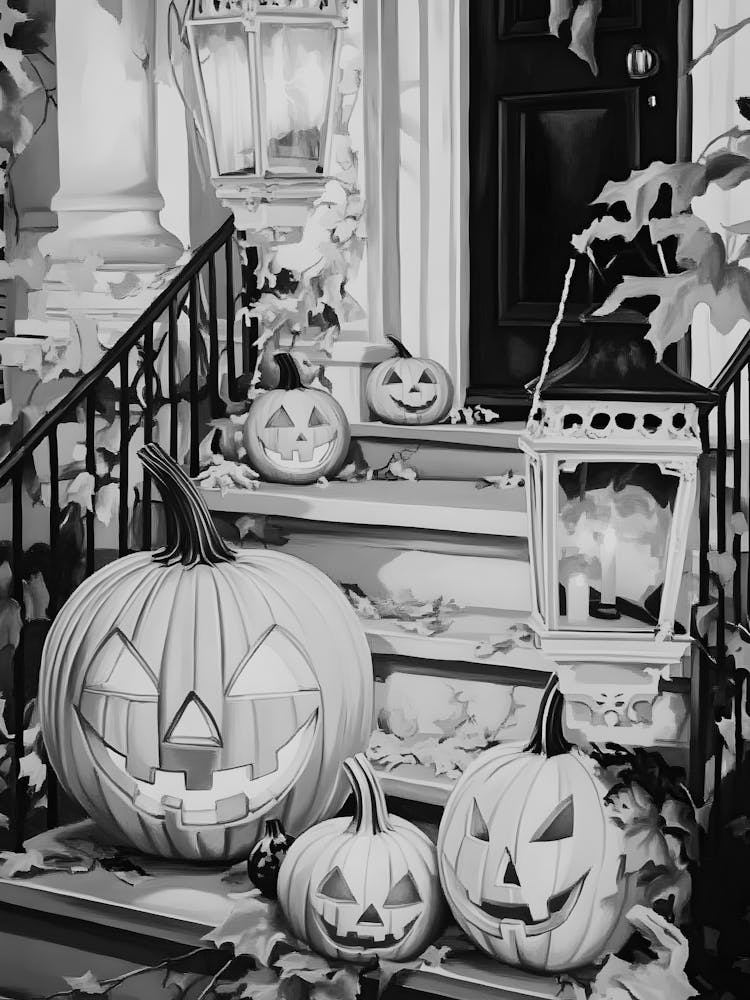 Halloween-Kürbisse auf den Stufen 2