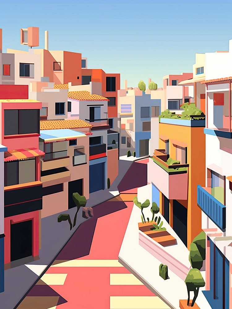 Costa Del Sol, Spain, Flat Illustration 2