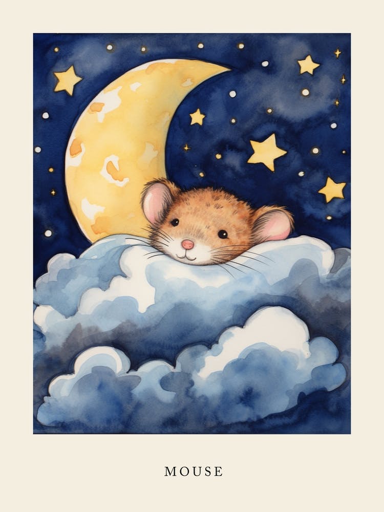 Baby Mouse 1 Sleeping In The Clouds Nursery Poster