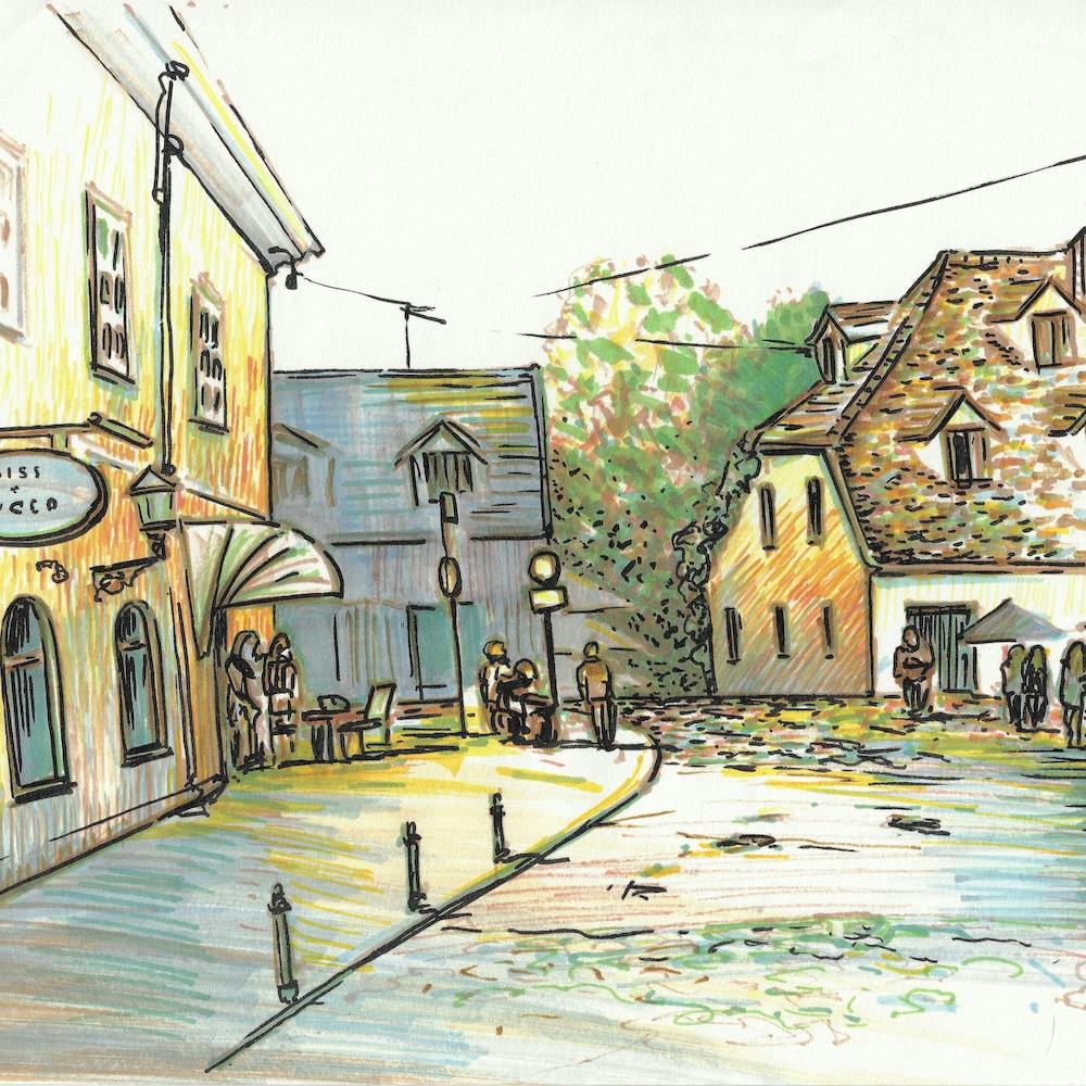 Gemütlicher Liubliana Straßenplatz