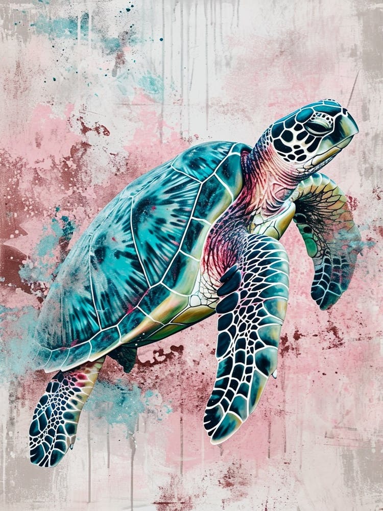 Paint Splash Pastel Sea Turtle 2