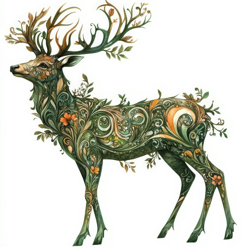 Deer. Generated AI. Wall