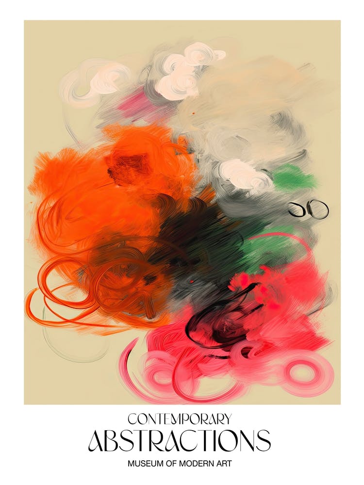 Brush Stroke Flowers Abstract 3 Exhibition Poster