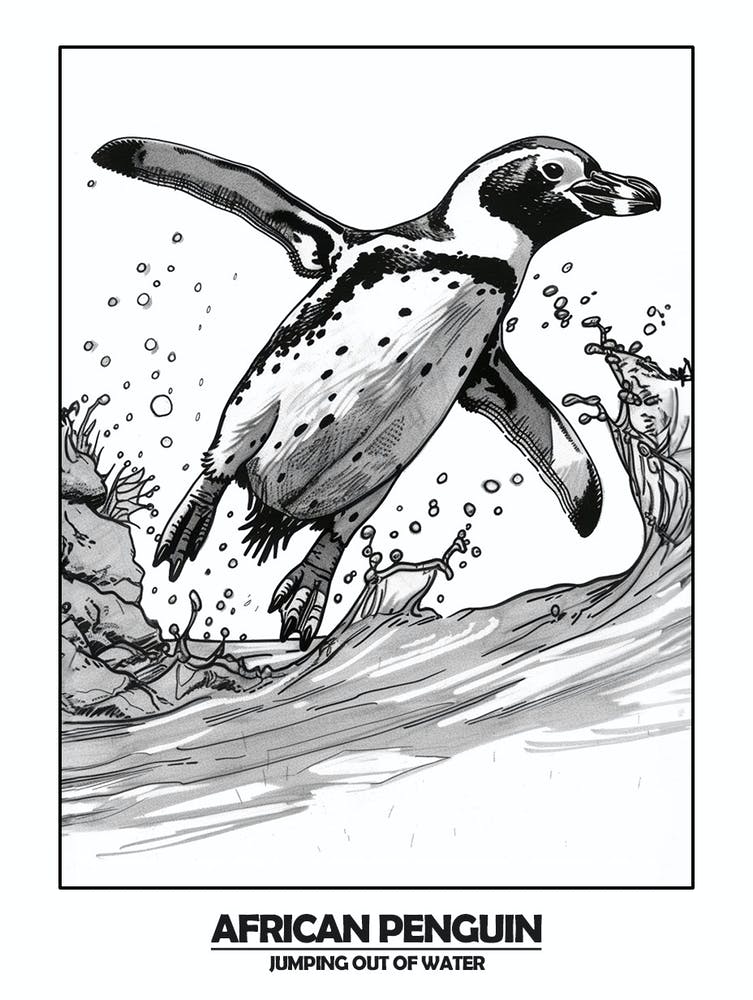 Penguin Jumping Out Of Water Poser 1