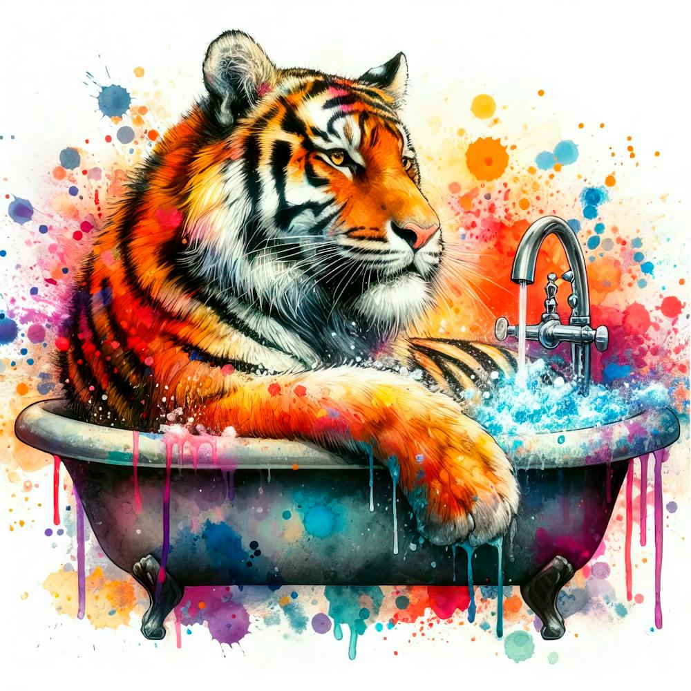 Tiger In Bath