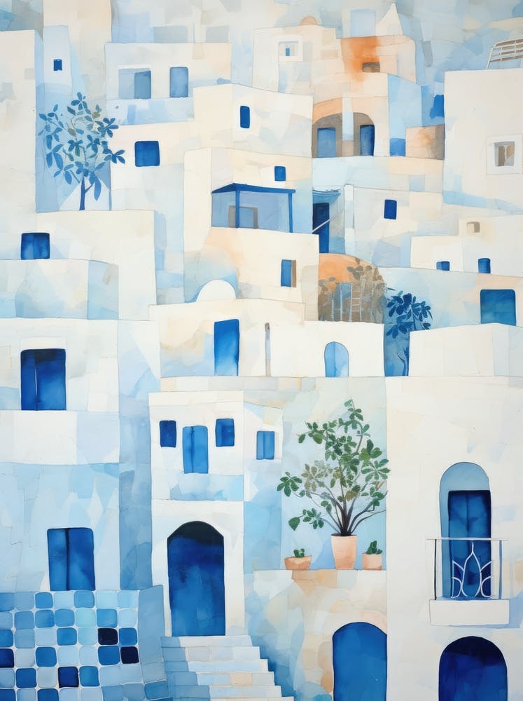 Blaue Häuser in Griechenland 1