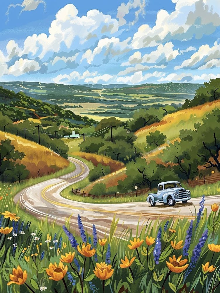 Storybook Illustration Skyline Austin Texas 2