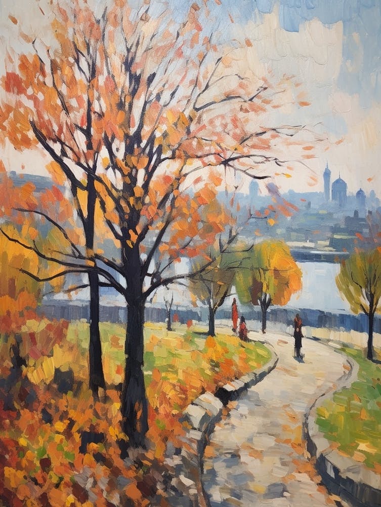 Autumn City Park Painting Kalemegdan Park Belgrade Serbia 3