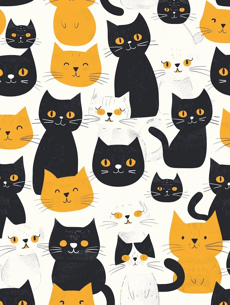 Repeatable Artwork With Cute Cat Faces 4