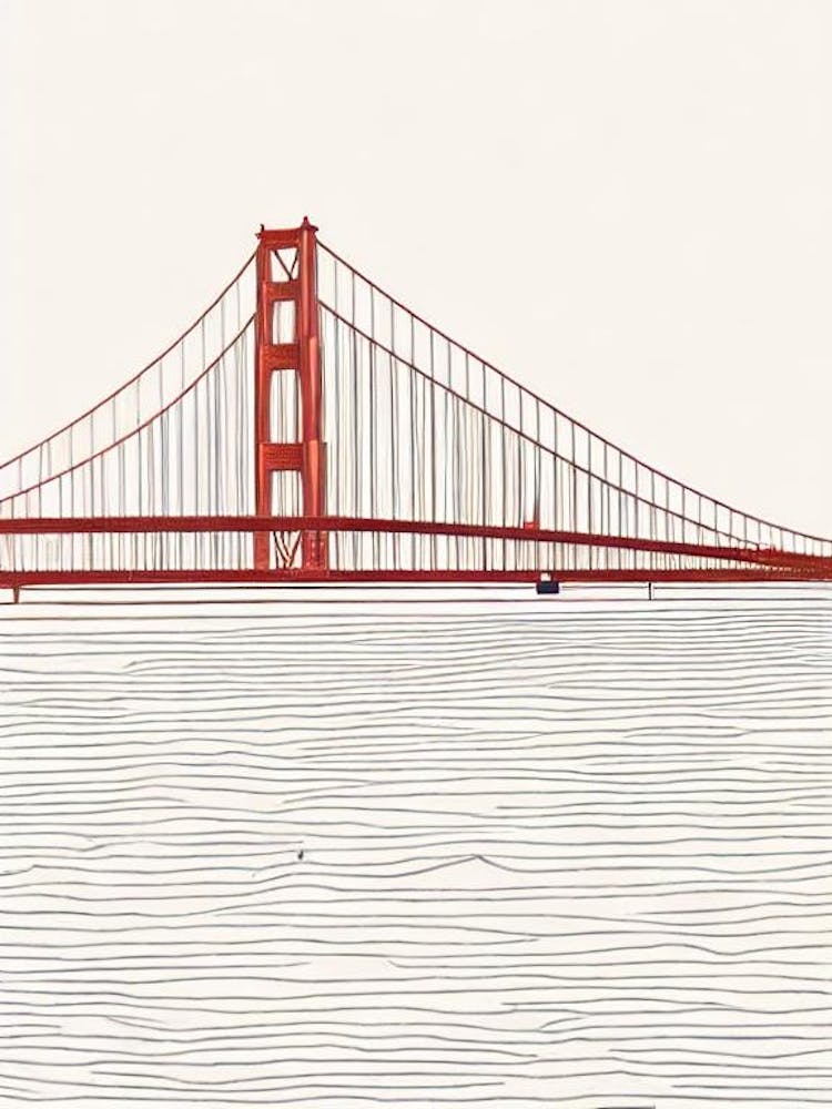 Golden Gate Bridge 2 San Francisco Boho Landmark Illustration