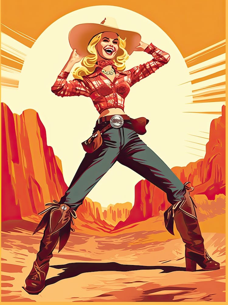 Happy Cowgirl Illustration
