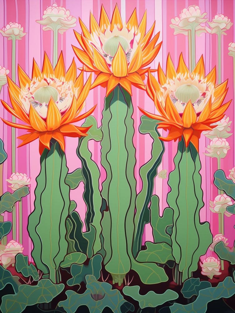 Mexican Style Cactus Illustration Acanthocalycium Cactus 3