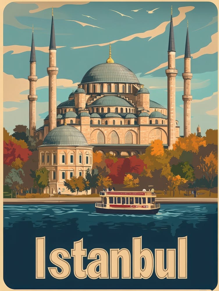 Aihrgdesign A Vintage Travel Poster Of Istanbul Featuring The B1e57673 4084 47c1 B474 2849a542ebab 0