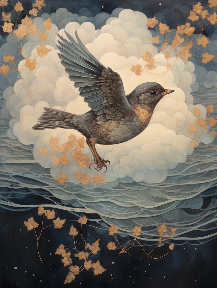 European Robin 1 Gold Detail Painting