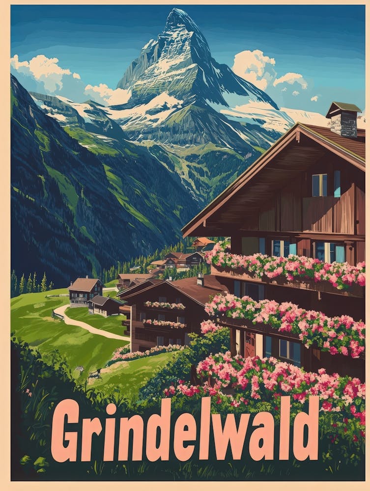 Aihrgdesign A Retro Travel Poster For Grindelwald 2