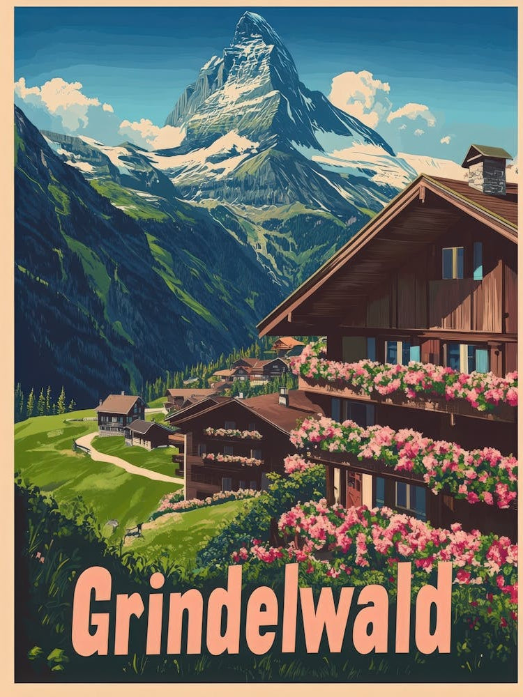 Aihrgdesign A Retro Travel Poster For Grindelwald 2