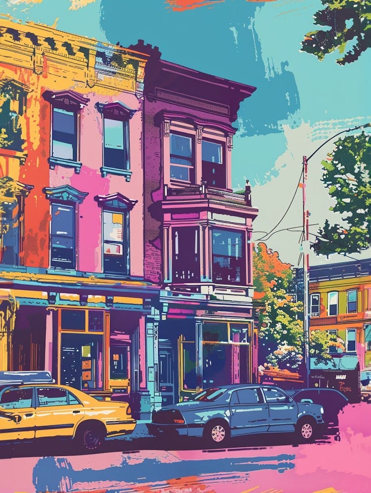Belmont New York Colourful Silkscreen Illustration 4