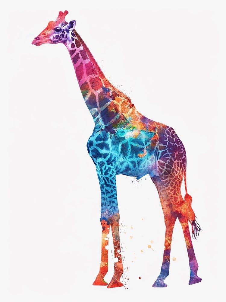 Portrait De Girafe Coloré Style Aquarelle 1