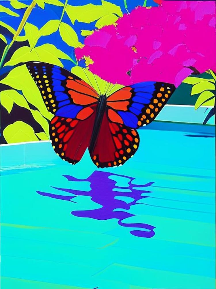 Butterfly On Flower Pop Art David Hockney Inspired 2