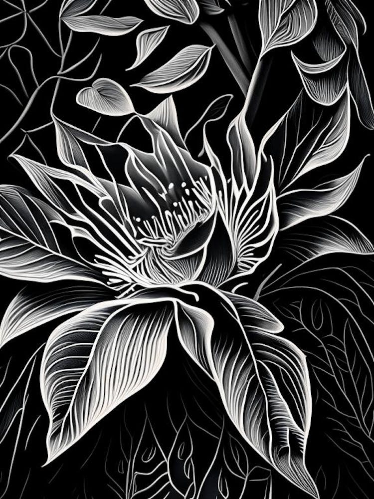 Passionflower Leaf Linocut 3