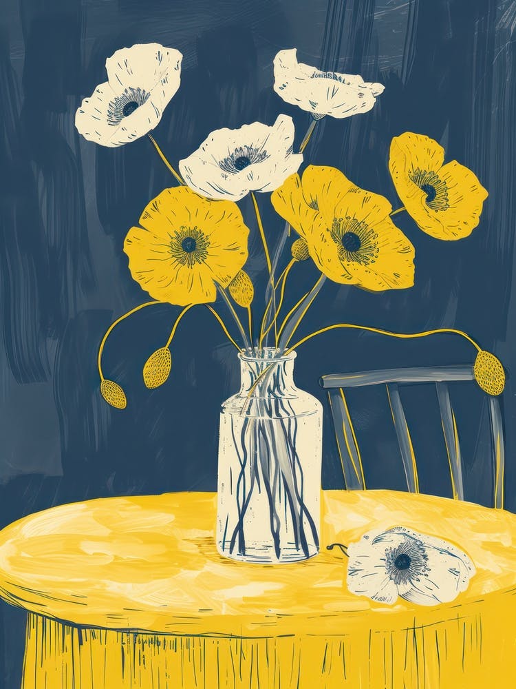 Poppy Flowers On A Table   Contemporary Illustration 4