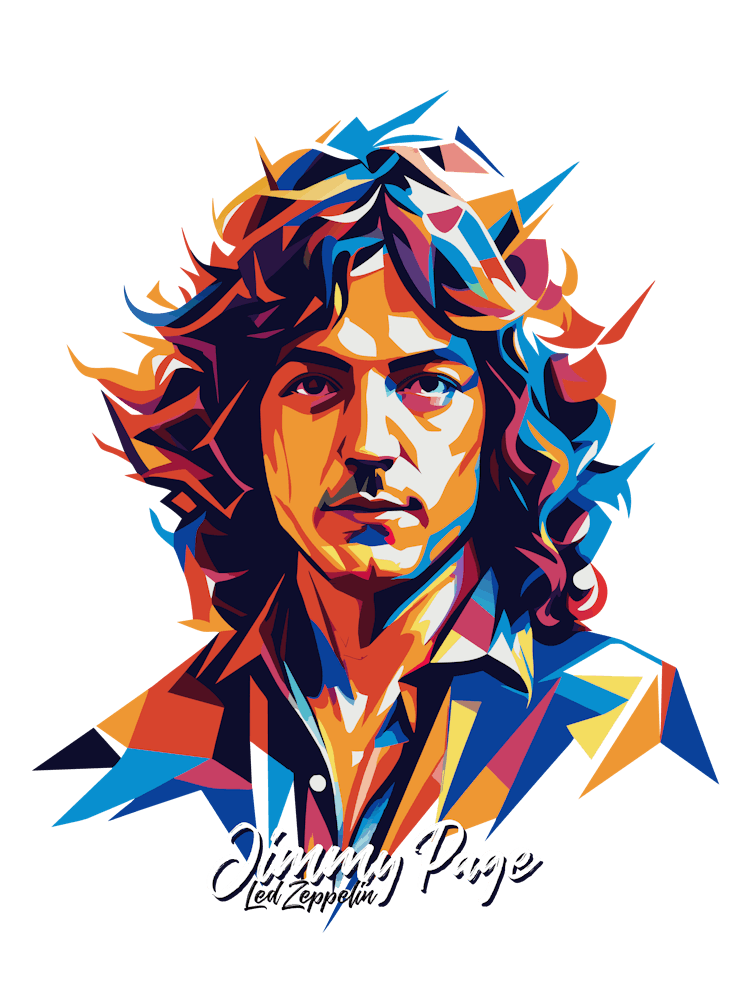 Jimmy Page, Led Zeppelin 01 Portrait Music Icon Style WPAP Pop Art Portrait Music Icon Style WPAP Pop Art