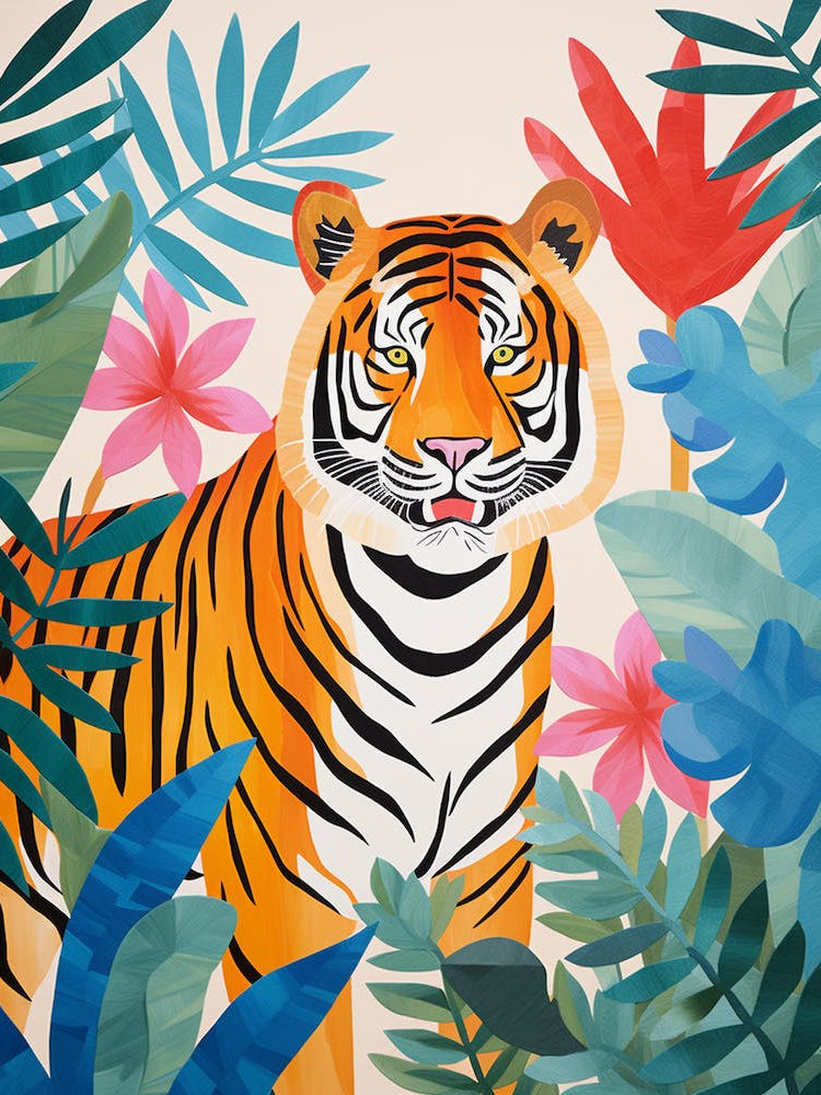 Matisse Inspired Jungle Tiger Abstract Poster