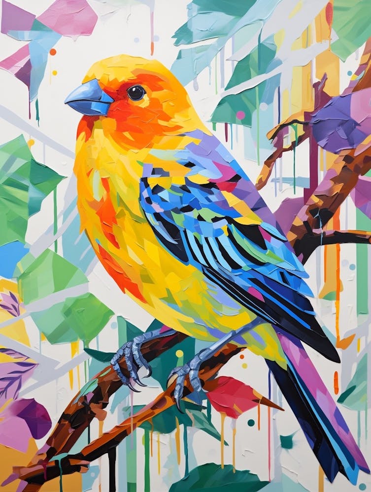Colourful Bird Painting American Goldfinch 1