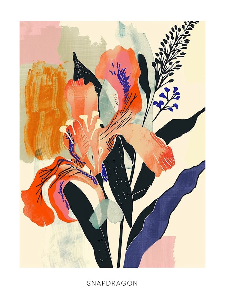 Colourful Flower Illustration Poster Snapdragon 2