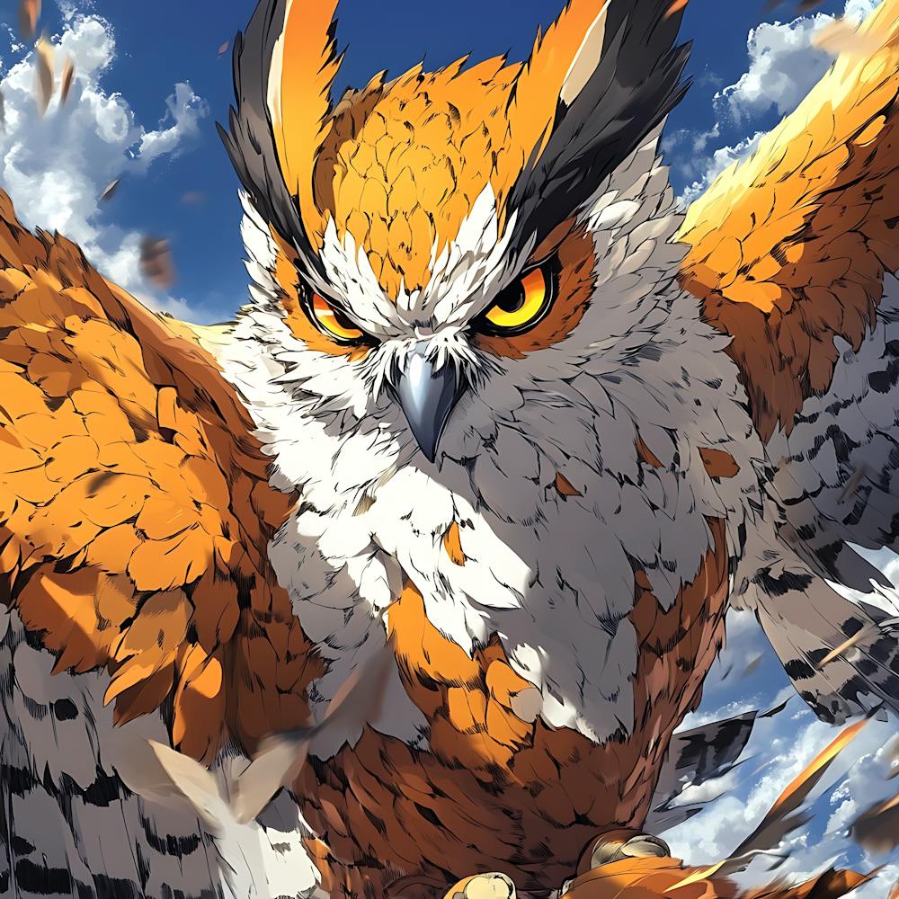 Aggressive Anime Owl Artwork Painting 6