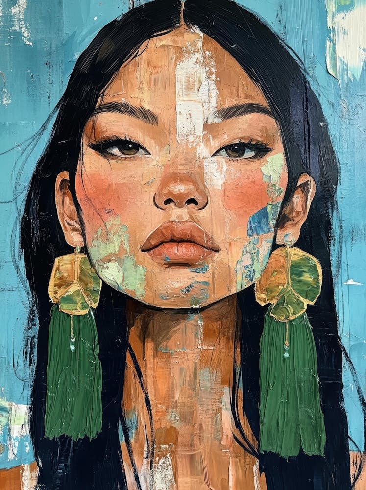 Asian Woman With Green Earrings