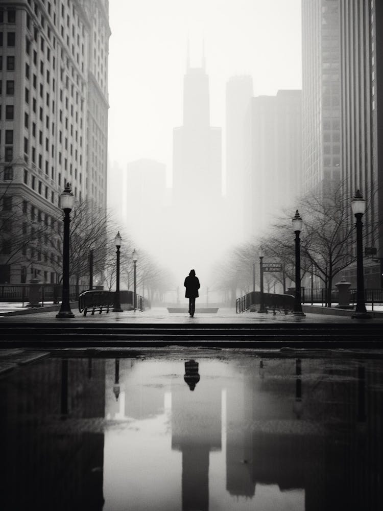 Chicago, Black And White Analogue Photograph 1