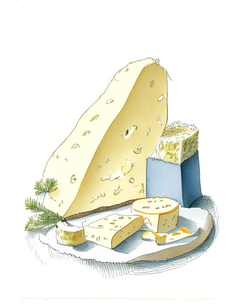 Rocamadour Cheese Dairy Food Pencil Illustration