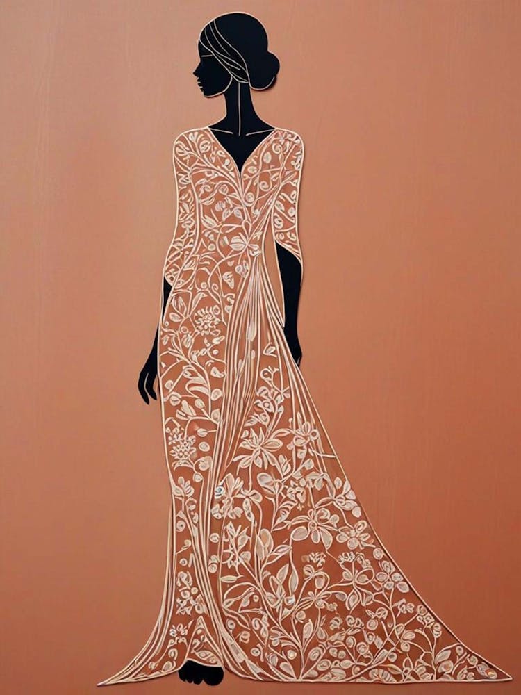 Elegant Clothed Female Silhouette With Floral Design (1)