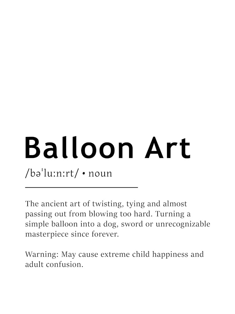 Balloon Art Definition Poster - Dictionary