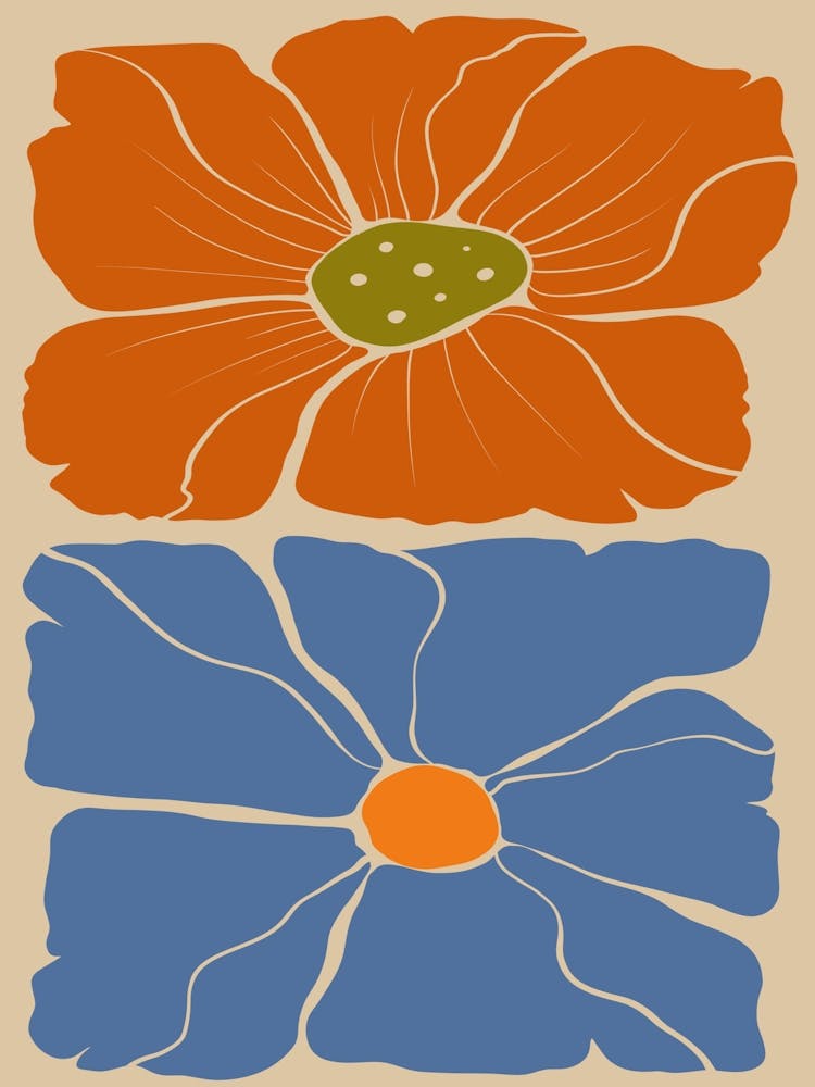 Flowers In Blue And Orange