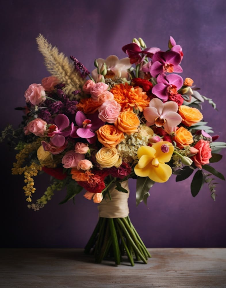 Fr 1001 Vermeer Inspired Bouquet Of Vibrant Exotic 11x14