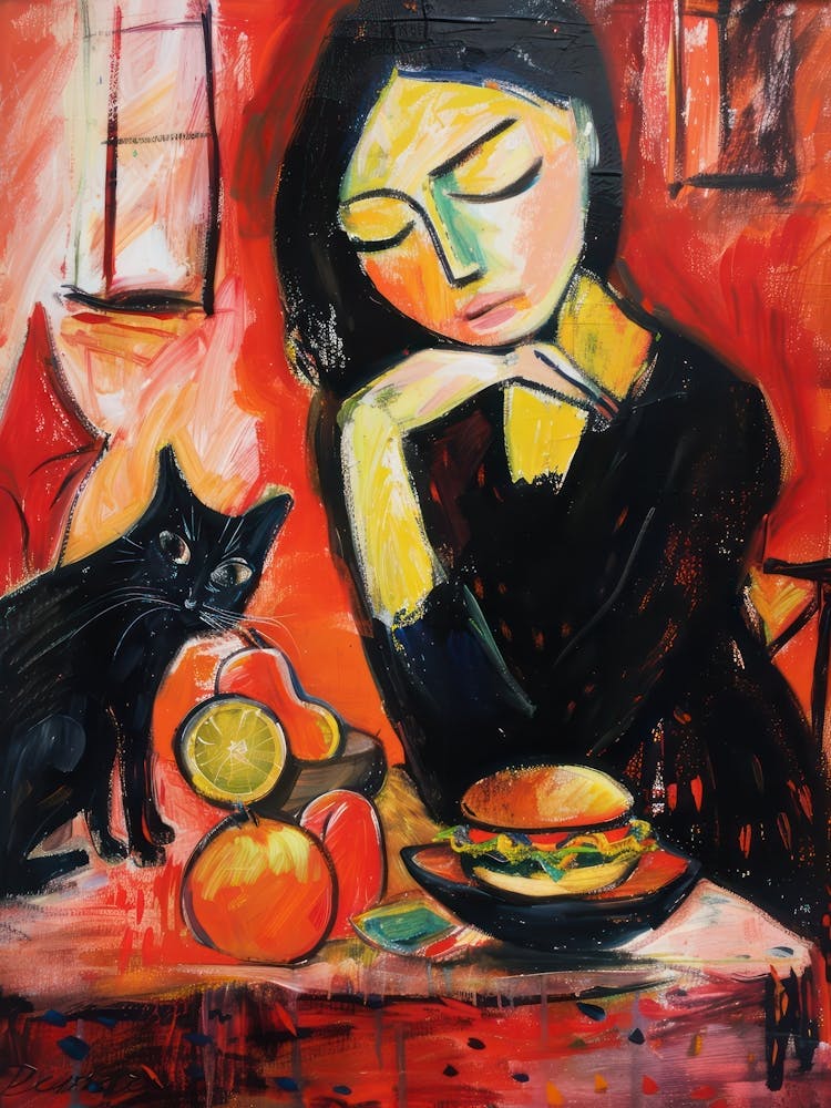 Portrait Of A Girl With Cats Eating A Burrito 3