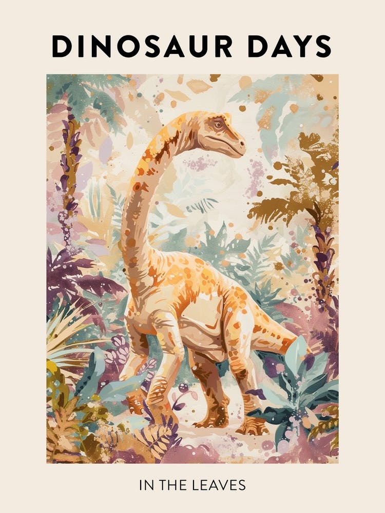 In The Leaves Dinosaur Poster
