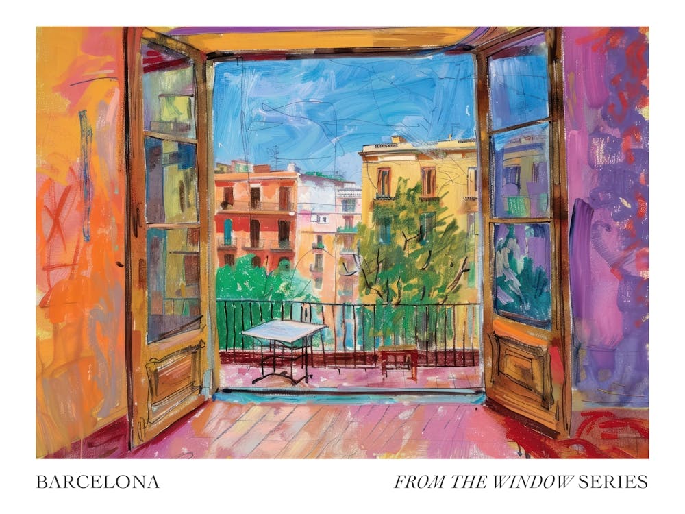 Barcelona From The Window Series Poster Painting 4