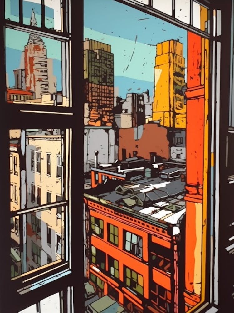 A Window View Of New York In The Style Of Pop Art 3