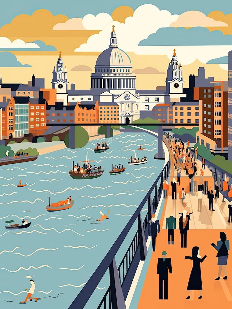 Millennium Bridge, London, England, Colourful 3