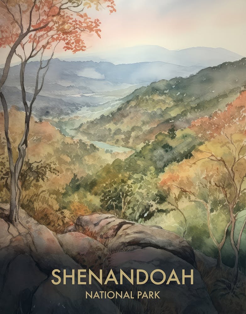 Shenandoah  National Park Watercolour Vintage Travel Poster 3