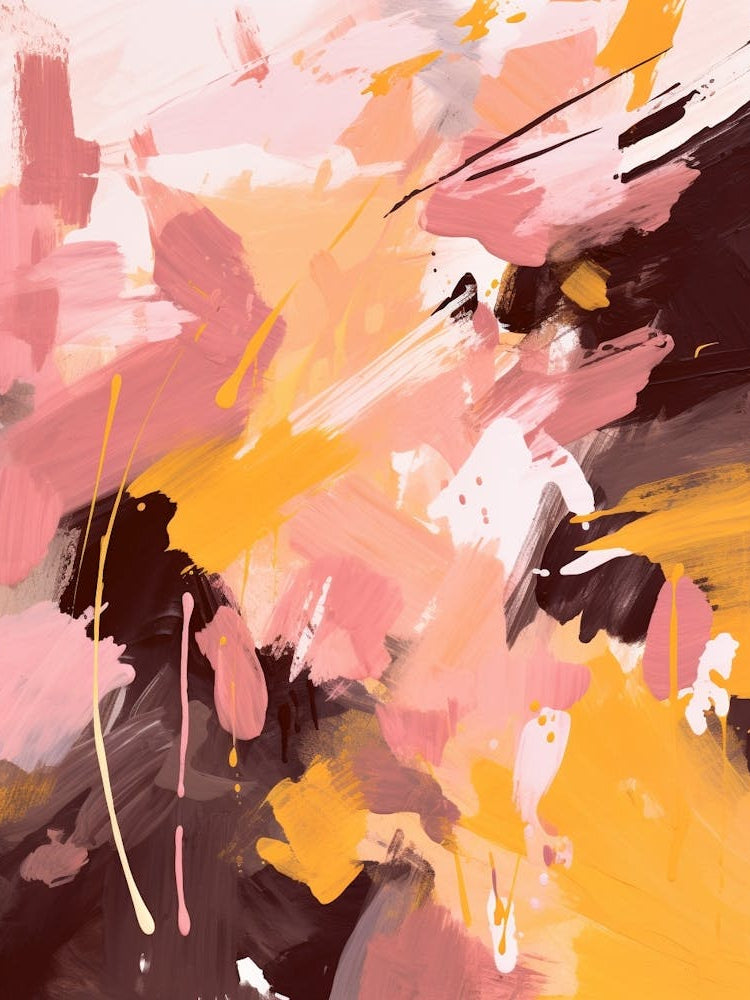 Pink And Yellow Autumn Abstract Painting