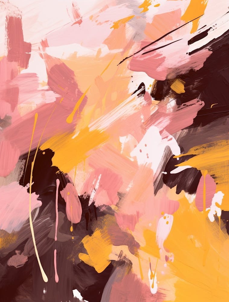 Pink And Yellow Autumn Abstract Painting