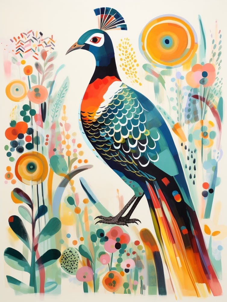 Bird Painting Collage Pheasant 2